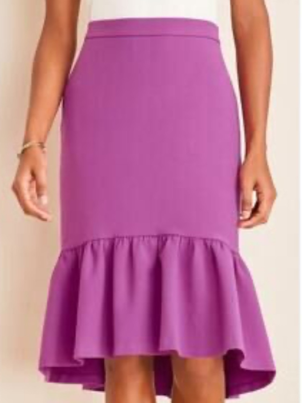Ann Taylor Fuchsia Flounce Ruffle-Hem High-Low Skirt